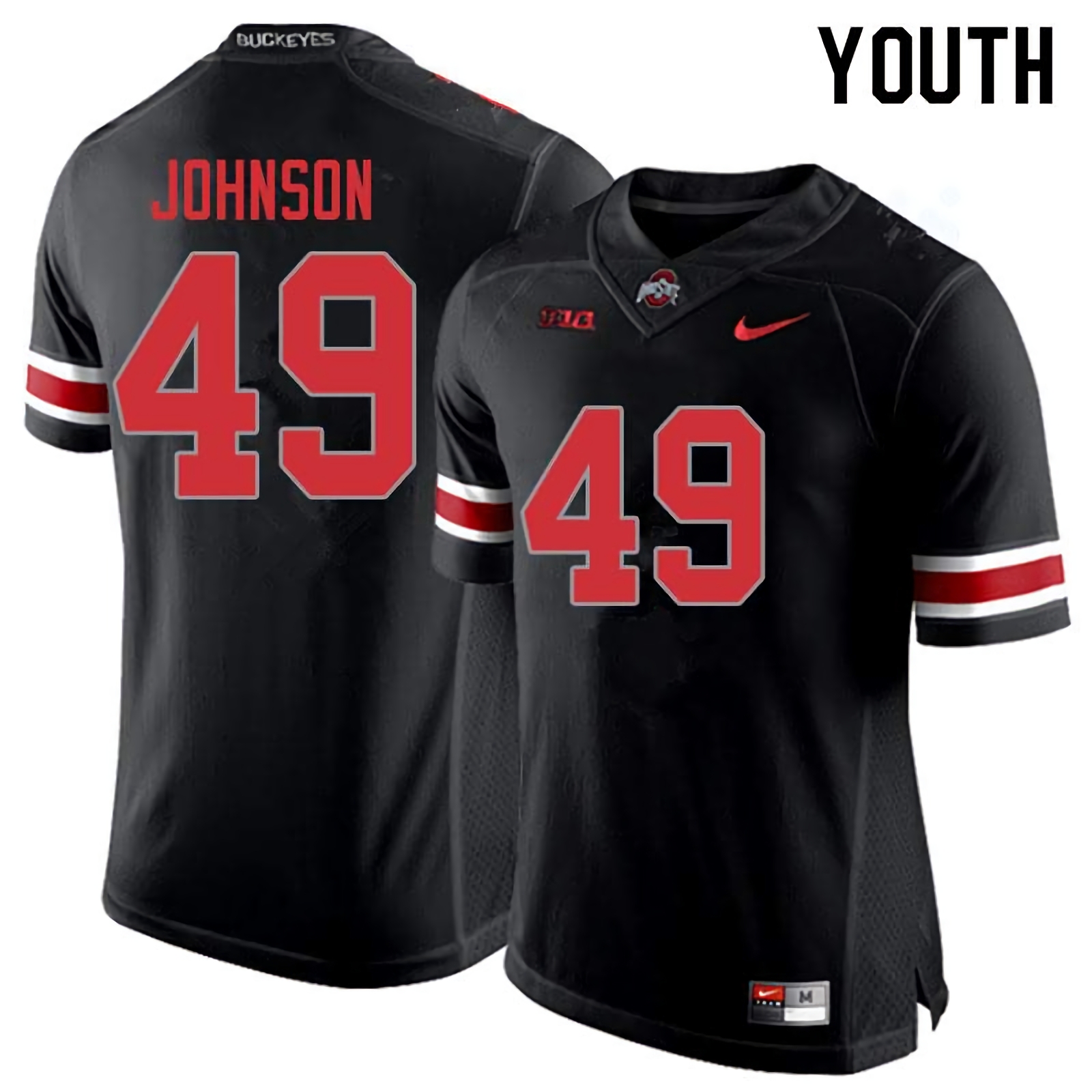 Xavier Johnson Ohio State Buckeyes Youth NCAA #49 Nike Blackout College Stitched Football Jersey JLL3556GX